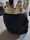 Bath   Body Works Metal Skull 3-wick Candle Holder Black Gold Crown Matte