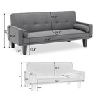 Convertible Futon Sofa Bed W  Removable Armrests   Storage Small Spaces Durable