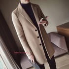 Men s Casual Woolen Blend Overcoat Long Jacket Lapel Coat Parka Outwear Trench