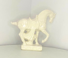 Vtg 9  White Horse Figure Farm Decoration Glazed Ceramic Statue 1 - K4535