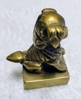 Antique Vintage Chinese Bronze Brass Foo Dog Wax Seal Stamp  2    Tall