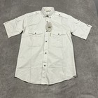 Tag Safari Mens Small Short Sleeve Khaki Shooter Shirt Button Down New