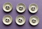 6 Vintage Aluminum Stenciled Buttons  Green   Cream Star Design  9 16  Dia 