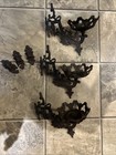 Antique Cast Iron Double Oil Lamp Wall Mount With Mounting Piece  Set Of 3