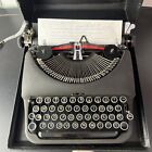 Remington Rand Deluxe Model 5 Portable Black Vtg Typewriter W  Carrying Case