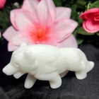 Large 4  97g White Jade Wolf Spirit Animal Totem Crystal Stone Carving Statue