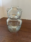 Vintage Anchor Hocking Teddy Bear Coin Bank Clear Glass Piggy Bank 