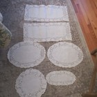 Vtg  Madeira  6  Pc  Runner placemat doilie Set White Applique Mono  jwd  Unused