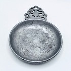 Vintage Sweden Pewter Bowl Porringer Dish Ornate Handle Scandinavian Colonial