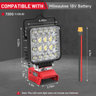 60w 6000lm Work Light Fits Milwaukee 18v Battery Portable Flashlight Pd30w