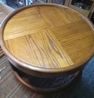 Mid Century Round Oak Coffee Table    ct-260 