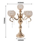 5 Arms Crystal Gold Candelabra Candle Holders Wedding Table Decor Centerpiece