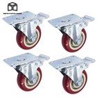 Heavy Duty Caster Wheels 4  Swivel All Brake Casters Non Skid No Mark 4 Pcs