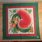 Vintage Handkerchief Bandana 21 5  Watermelon Floral Summer Green Red Usa B5