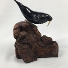 Vintage John Perry  Sculpture On Burlwood Flying Walrus 1981