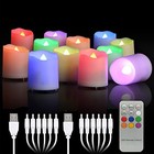 Rechargeable Led Color Changing Tea Lights Usb Flameless Warm 12 Packs colorful