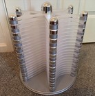 60 Cd Dvd Storage Tower Spinning Rotating Rack Holder Silver Chrome Y2k   Nice