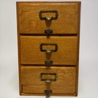 Antique 1907 Shaw Walker Oak 3 Drawer Card Catalog Library Index File Cabinet