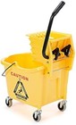 35 Qt Commercial Rectangular Mop Bucket Side Press Wringer Wheels Plastic Yellow