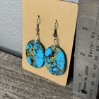 Handmade Beaded Navajo Dangle Earrings Turquoise Slab Jewelry Traditional