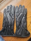 Vintage Black Leather Suede Driving Gloves Winter Everyday Goth Sleek Minimalist