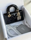 Ladies Di or Lady Mini Horizontal Three-panel Duchess Black Leather Handbag