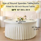 Ivory Spandex Round Tablecloths Cover With Skirt For Wedding Party 5ft -1- Pack
