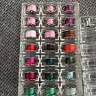 2 Vintage Plastic Thread Sewing Bobbins Holders W 23 Metal Bobbins W 10 Hole