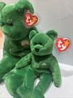 Ty Beanie Buddy  erin The Irish Bear With Her Baby  Green Shamrock  Retired
