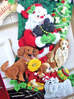Bucilla  santa Paws  Dog Puppy Felt Christmas Stocking Kit Original Rare 18 