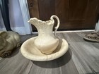 Rare Antique Victorian Glazed Ceramic Wash Basin   Water Pitcher