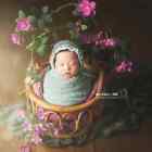 Newborn Photography Props Girl Round Vine Woven Basket Baby Photo Shoot Chair