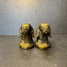 Vintage Dog Head Bookends Bronze Tone Spaniel Retriever Library Decor Set Of 2