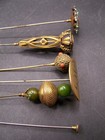 Lot Of 6 Antique Vintage Women s Metal Hatpins Clear Rhinestone Beaded Filigree