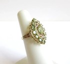 Vintage 14k Solid Yellow Gold 2 65 Ct Natural Green Peridot Cluster Women s Ring