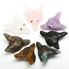 Natural Stone Hand Carving Wolf Head Pendant Gemstone Crystal Figurine Charm