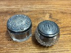 Vintage Pair Of Solid Sterling Silver Lidded Dresser   Vanity Powder Jars