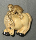 Vtg Carved Netsuke  Horse With Monkey  Peabody Essex Museum