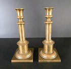 Imperial Russian Candlesticks Antique Tula Stamped Pair Brass 19thc Empire 8 5   