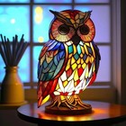 Vintage Stained Glass Owl Night Light Lamp For Bedroom  Nursery  Home Decor