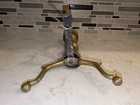 Pair Of Antique 19th Century Victorian Era Brass Fireplace Andirons