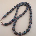 Rare Venetian Antique Style Chevron Glass Beads Necklace