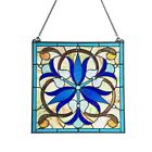 Tiffany Style Stained Glass Hanging Window Panel Floral Flower Design