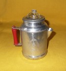 Vintage Child s Play Tin Toy Percolator Coffee Pot Red Wood Handle