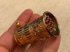 Victorian Antique Copper Sewing Thimble Cigarette Toothpick Holder Flower Frog
