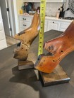 Vintage Pair Of Antique Rustic Wooden Shoes Mold Bookends B42