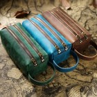 Large Capacity Pen Pencil Case Genuine Leather Stationery Pouch Bag Pen Holder