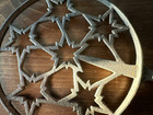 Primitive Antique Cast Iron Kitchen Stove Pipe Trivet Shelf Stars Halloween