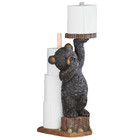 Black Bear Toilet Paper Holder Free Standing Decorative Cabin Bathroom Decor