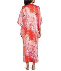 N By Natori Flourish Satin Fliral 3 4 Sleeve Mandarin Collar Caftan Sz Large Nwt